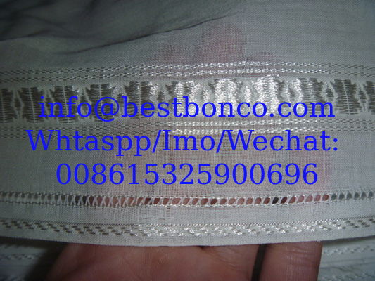 JACQUARD SELVEDGE SPUN POLYESTER VOILE FABRIC