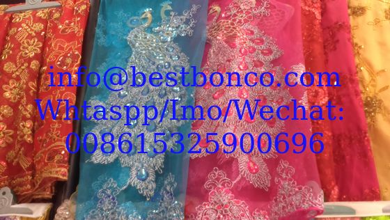 peacock mesh SEQUIN fabric