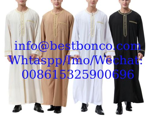 T/R fabric shine for muslim thobe shirts, suit high quality Ethnic Arab Middle East wind pure color  gentleman