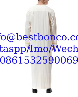 T/R fabric shine for muslim thobe shirts, suit high quality Ethnic Arab Middle East wind pure color  gentleman