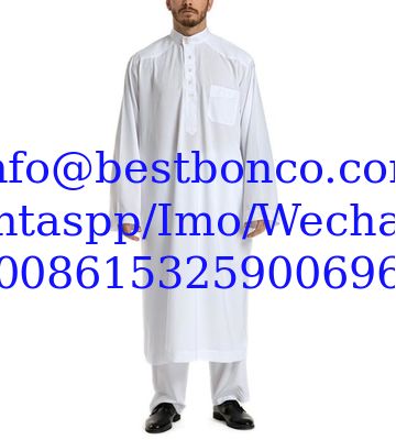 T/R fabric shine for muslim thobe shirts, suit high quality Ethnic Arab Middle East wind pure color  gentleman