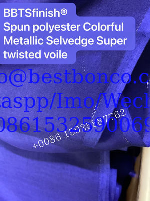 BBTS super high Twisted spun polyester voile fabric for muslim usage white bluishwhite dyeing printing