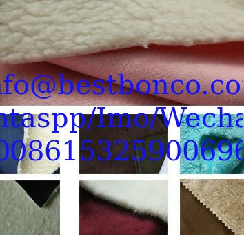 New fashion fabric free samples of pink suede composite lambskin composite soft cotton wool