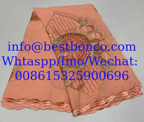 high quality Spun polyester voile fabrics embroidery sudan robe swiss hijab scarf for muslim women