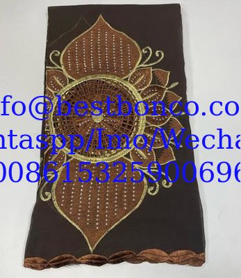 high quality Spun polyester voile fabrics embroidery sudan robe swiss hijab scarf for muslim women