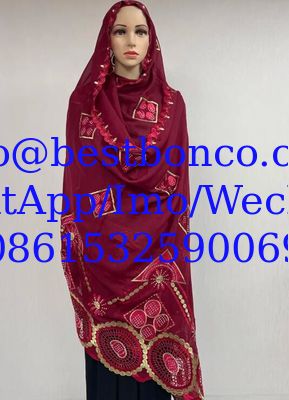 high quality Spun polyester voile fabrics embroidery sudan robe swiss hijab scarf for muslim women