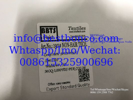 Super High-twisted spun polyester full voile 2 X2 non-hair technology by BBTSfinish® production development