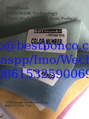 Super High-twisted spun polyester full voile 2 X2 non-hair technology by BBTSfinish® production development