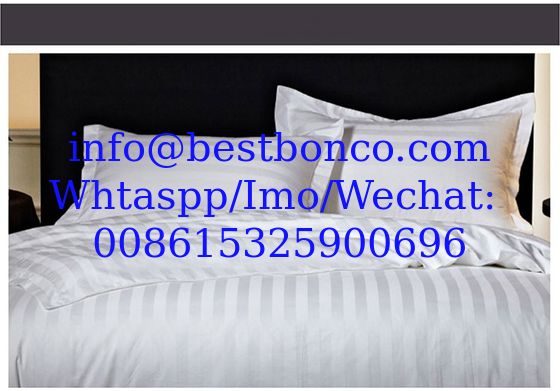 Hotel stripes sateen cotton white fabric highest quality smoth finishing