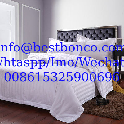 Hotel stripes sateen cotton white fabric highest quality smoth finishing