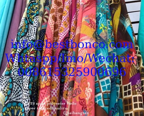 100% Spun polyester voile نسج البوليستر الفوال  MADE IN JAPAN printing 58"/60"