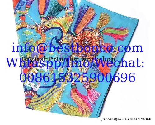 100% Spun polyester voile نسج البوليستر الفوال  DIGITAL printing 58"/60"