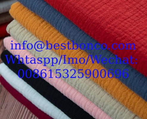 100% cotton crepe wrinkle fabric plain dyed high quality