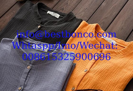 100% cotton crepe wrinkle fabric plain dyed high quality
