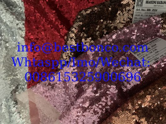 Seqiun embroidery full width 3mm bright sequin dress fashion fabric