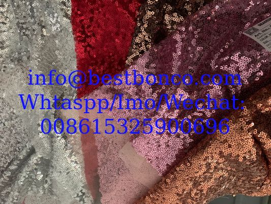 Seqiun embroidery full width 3mm bright sequin dress fashion fabric
