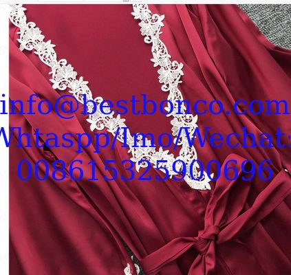 European and American sexy five-piece pajamas female summer sleeves bride morning robe plus size home service nightgown