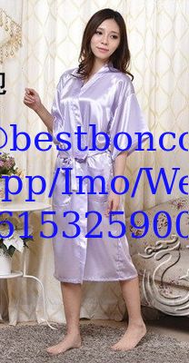 Twisted satin nightgown emulation silk ladies nightgown summer solid color silk long bathrobe Japanese kimono cardigan r
