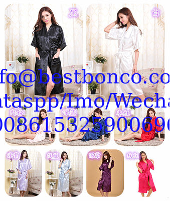 Twisted satin nightgown emulation silk ladies nightgown summer solid color silk long bathrobe Japanese kimono cardigan r