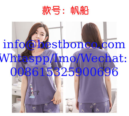 Pajamas women's summer cotton short-sleeved trousers thin section Korean version of the spring and summer cute cartoon c