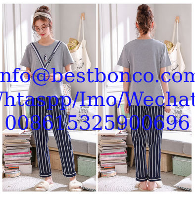 Pajamas women's summer cotton short-sleeved trousers thin section Korean version of the spring and summer cute cartoon c
