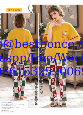 Pajamas women's summer cotton short-sleeved trousers thin section Korean version of the spring and summer cute cartoon c