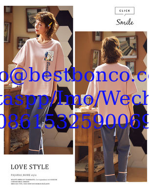 Pajamas women's summer cotton short-sleeved trousers thin section Korean version of the spring and summer cute cartoon c