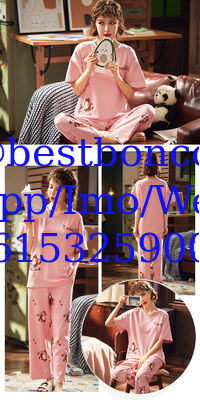 Pajamas women's summer cotton short-sleeved trousers thin section Korean version of the spring and summer cute cartoon c