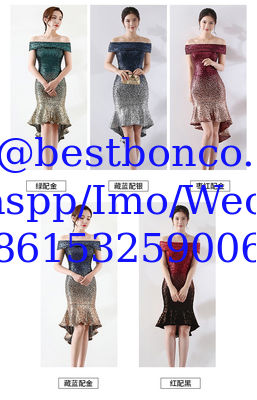 Spot 3mm banquet evening dress performance stage clothing gradient two-color beads two-color stitching sequin embroidery