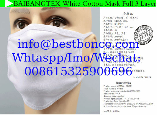 Three-layer cotton masks white black cotton masks Three-layer protective dust-proof and smog-proof men and women cotton
