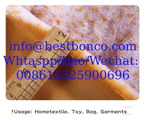 100% polyester and velboa fabricWidth: 60 inchesUsed for toy, shoes and bagsWeight: 200 to 300gsm