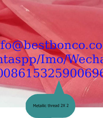 Metallic thread selvedge 100% spun polyester high twisted full voile factory direct sale cheap price high quality