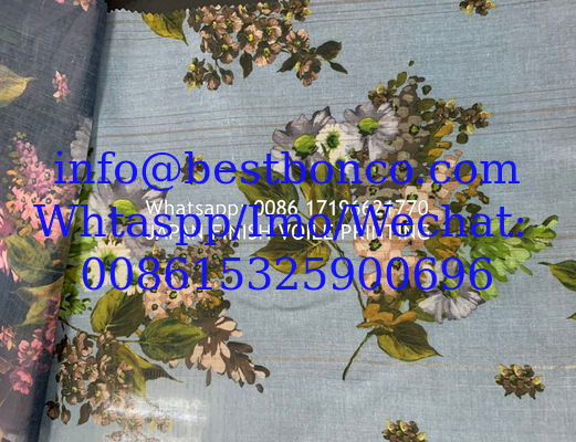 High density super twisted spun polyester voile printing fabric fashion design digital printing screen  صنع في اليابان
