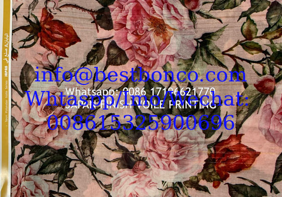High density super twisted spun polyester voile printing fabric fashion design digital printing screen  صنع في اليابان