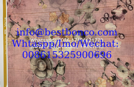 High density super twisted spun polyester voile printing fabric fashion design digital printing screen  صنع في اليابان