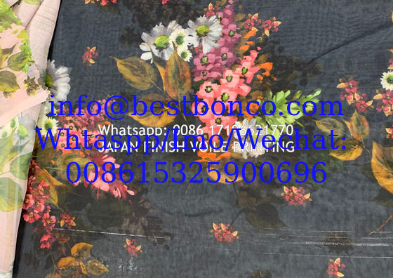 High density super twisted spun polyester voile printing fabric fashion design digital printing screen  صنع في اليابان