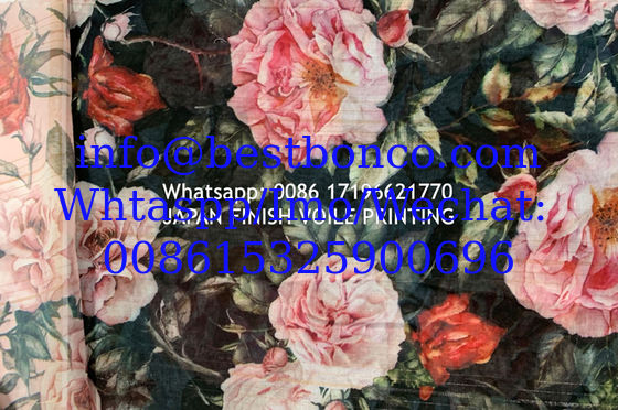 High density super twisted spun polyester voile printing fabric fashion design digital printing screen  صنع في اليابان
