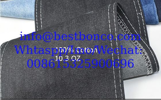 10OZcotton vertical bamboo non-stretch denim fabric 180cm autumn and winter models 10+10 men's jeans fabric manufacturer