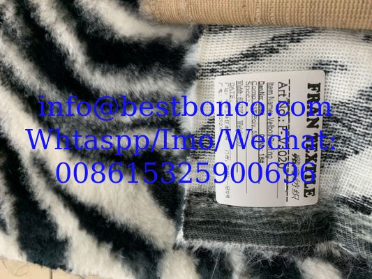 Velboa Printing fabric soft finish with high quality zebra design, snake design, any fashion design finest quality super