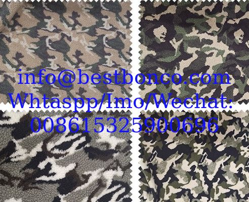 Camouflage Sherpa Fleece Fabric, Suitable for Winter Jackets Lining and Shell
