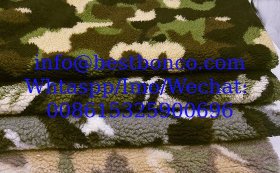 Camouflage Sherpa Fleece Fabric, Suitable for Winter Jackets Lining and Shell