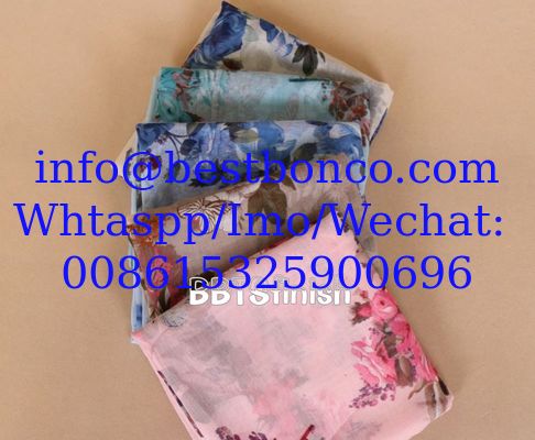 High quality spun polyester voile printing fabric for muslim shawl , scarf , dress, embroidery super fine quality top