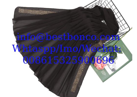 High quality spun polyester voile p/dyed fabric for muslim shawl , scarf , dress, embroidery super fine quality top