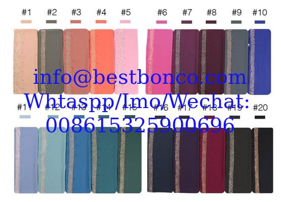 High quality spun polyester voile p/dyed fabric for muslim shawl , scarf , dress, embroidery super fine quality top