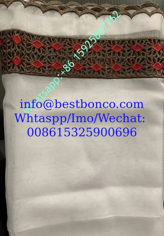 100% Spun Polyester Voile Embroidery Sudan Shoawl Usage White color 36' high quality