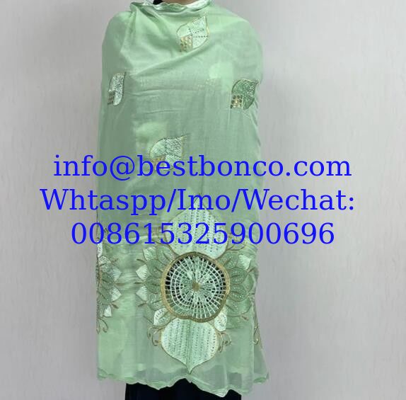 high quality Voile fabrics embroidery sudan robe swiss hijab scarf for muslim women