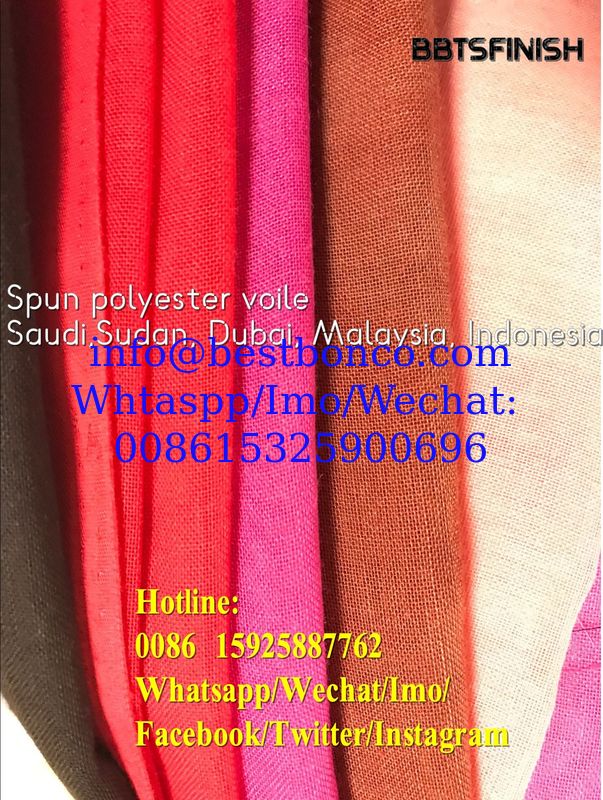 BBTSFINISH High twisted spun full voile 44 inch Plain dyed fabric used for muslim scarf, shawel, head cover