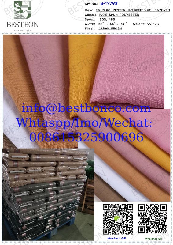 BBTS super SUDAN high Twisted METALLIC spun polyester voile fabric for muslim usage white bluishwhite dyeing printing