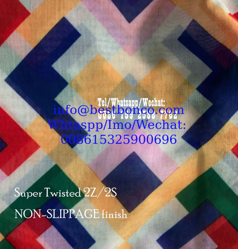 Super twisted non-slippage full spun voile printed 58" voile fashion digital printing, screen printing