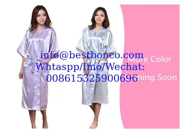Twisted satin nightgown emulation silk ladies nightgown summer solid color silk long bathrobe Japanese kimono cardigan r